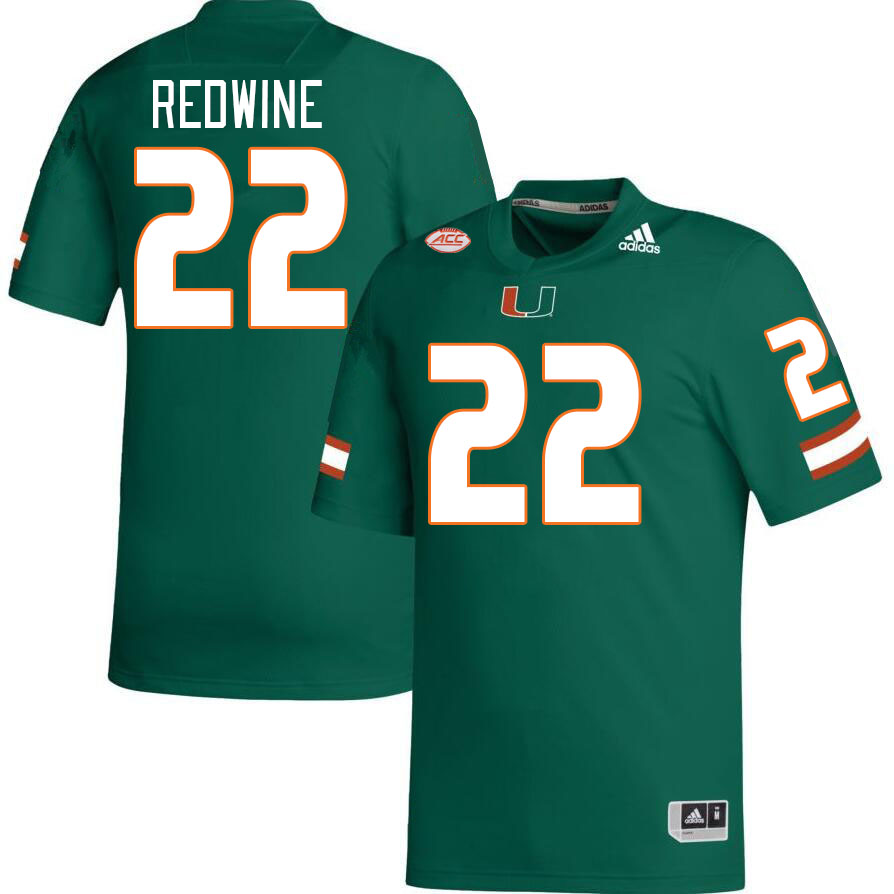 #22 Sheldrick Redwine Miami Hurricanes Jerseys Football Stitched-Green